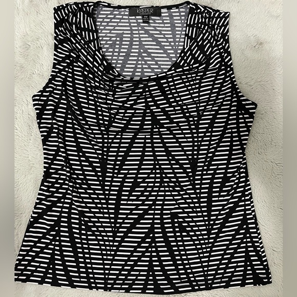 KASPER Drape Neck Sleeveless Top Size PM - Picture 2 of 9